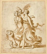 Two Girls Accompanied by Cupid
