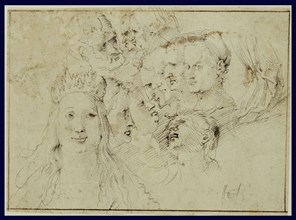 Studies of Heads (recto),  Studies of a Male Figure (verso)