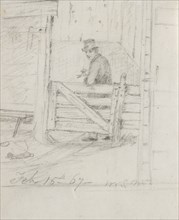 Resting on the Fence, 1867. William Sidney Mount (American, 1807-1868). Graphite; sheet: 9.7 x 7.9