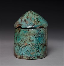 Pyxis with Lid, c. 1901-1525 BC. Egypt, Late Middle Kingdom to early New Kingdom. Turquoise faience