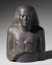 Bust of Ankh-Hor, 525-404 BC. Egypt, Late Period, Dynasty 27. Basalt; overall: 21.5 x 15 cm (8 7/16