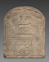 Round-Topped Stele, 332 BC-AD 395. Egypt, Greco-Roman Period or modern forgery. Sandstone;