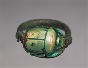 Scarab Ring, 1279-1213 BC. Egypt, New Kingdom, Dynasty 19, reign of Ramses II. Green glazed
