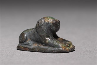 Recumbent Lion Beads, 1980-1801 BC. Egypt, Middle Kingdom, Dynasty 12. Silver foil over a