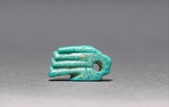 Hand Amulet, 715-332 BC. Egypt, Late Period. Light turquoise green faience; overall: 1.1 cm (7/16