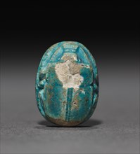 Scarab, 1901-1648 BC. Egypt, Middle Kingdom, Dynasty 13. Turquoise-glazed steatite; overall: 1.2 cm