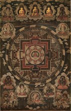 Mandala, early 18th Century. Tibet, 18th century. Color on canvas; overall: 128.2 x 82.6 cm (50 1/2