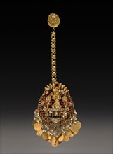 Forehead Pendant with Sun God Surya in a Chariot with Attendants, 1600s or 1700s. Nepal, Kathmandu