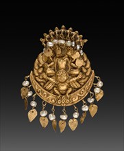 Earring with Four-Armed Vishnu Riding Garuda with Nagas (serpent divinities), 1600s or 1700s.