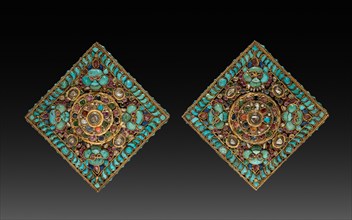 Charm Case Pair, 19th Century. Tibet, 19th century. Gold with jewels; overall: 7.1 x 7.1 cm (2