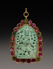 Pendant, 19th Century. Tibet, 19th century. Turquoise with semi-precious stones; overall: 3.8 cm (1