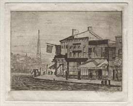 Cleveland, Woodland Avenue and Eagle Street, 1878. Otto H. Bacher (American, 1856-1909). Etching