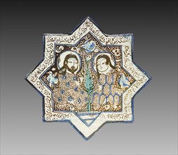 Luster Wall Tile with a Couple, 1266. Iran, Kashan, Ilkhanid period, 13th century. Fritware with