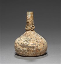 Flask, 9th-10th Century, or later. Islamic, probably from Syria/Palestine. Glass; overall: 10.8 x 8