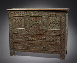 Chest, 1690-1720. America, Massachusetts, Connecticut River Valley (Hampshire county), late 17th -