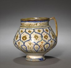 Jug, 1170-1220. Iran, Kashan, Seljuk Period. Fritware with luster-painted design; overall: 14.7 x