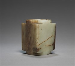 Ts'ung, c. 18th-14th Century BC. China, Shang dynasty (c.1600-c.1046 BC). Jade; overall: 9.2 cm (3