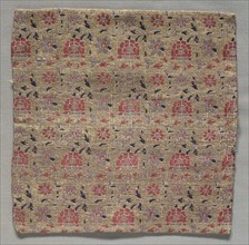 Fragments, 1700s. Iran, 18th century. Silk, brocaded, with metal thread weft; overall: 18.5 x 19.1