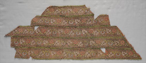 Silk Fragments (pieced together), 1700s - 1800s. Iran, 18th-19th century. Compound weave: silk and