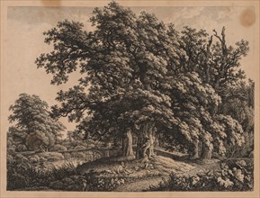 Landscape and Bridge with Three Figures. Carl Wilhelm I Kolbe (German, 1757-1835). Engraving