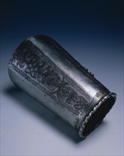 Vambrace, c. 1560. Germany, Augsburg, 16th century. Steel, etched and lightly embossed with