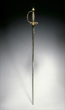 Smallsword, c. 1730. France, Paris, 18th century. Steel, blued, with gold encrusted decoration;
