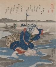 Woman with an Octopus; from the series Five Pictures of Low Tide, late 1820s. Utagawa Kuniyoshi