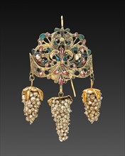 Earring, 1700s - 1800s. Italy, Naples, 18th-19th century. Gold and enamel with pearls; overall: 6.4