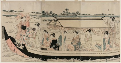 Women in a Pleasure Boat on the Sumida River, early 1790s. Chobunsai Eishi (Japanese, 1756-1829).