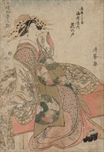 Courtesan, 1690-1730. Kiyomine (Japanese, 1690-1730). Color woodblock print; sheet: 37.6 x 26.2 cm