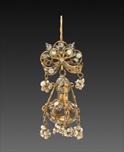 Earring, 1700s - 1800s. Italy, Sicily, 18th-19th century. Gold and enamel with pearls; overall: 6.7