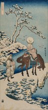 Chinese Official Pausing on a Bridge to View the Snow (from the series A True Mirror of Chinese and