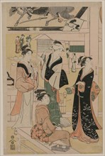Women Visiting a Tea Stall on the Precincts of a Temple, early 1790s. Chobunsai Eishi (Japanese,