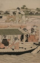 Boating Party on the Sumida River, late 1780s. Chobunsai Eishi (Japanese, 1756-1829). Color