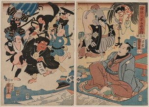 The Strange Occurence of Ukiyo Matahei and his Famous Paintings, 1853. Utagawa Kuniyoshi (Japanese,
