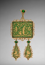 Pendant, 19th Century. India. Partabgarh, in South Rajputana. Gold, enamel, emeralds and pearls;