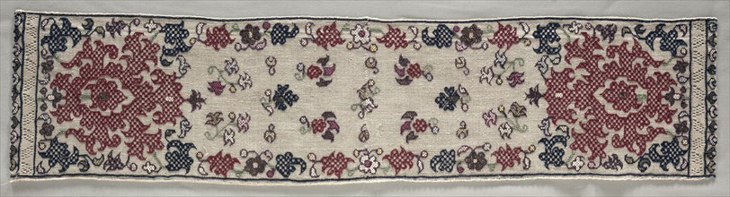 Part of a Cap (Benika), 1700s. Algeria, 18th century. Embroidery: silk and metal strips on linen
