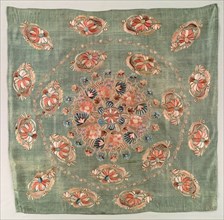 Embroidered Square, 19th century. Turkey, 19th century. Embroidery, silk and metallic threads, on