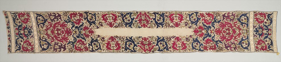 Headkerchief, 1700s. Algeria, 18th century. Embroidery: silk on linen tabby ground; overall: 260.4