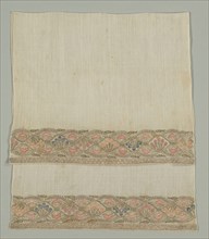 Embroidered Towel, 19th century. Turkey, 19th century. Embroidery: silk, gold and silver filé on