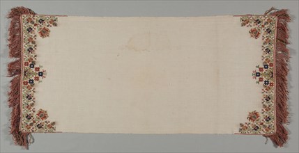 Embroidered Towel (Peshkir), 19th century. Turkey, 19th century. Embroidery: silk on cotton tabby