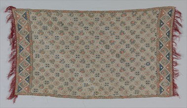 Embroidered Shawl (?), 18th-19th century. Turkey, 18th-19th century. Embroidery: silk on silk