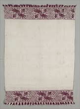 Embroidered Towel, 1600s. Italy, 17th century or later. Embroidery; silk on linen; overall: 133 x