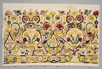 Fragment of a Skirt Border, 1700s. Greece, Crete, 18th century. Embroidery: silk on linen tabby