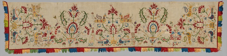 Side Panel of a Bedspread, 1700s. Greece, Sporades Islands, Skyros, 18th century. Embroidery: silk