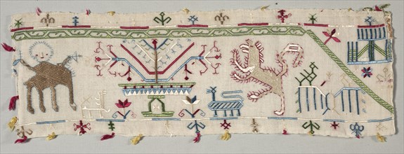 Fragment from an Embroidered Border, 1500s. Greece, Cyclades Islands, Southern Group, 16th century.