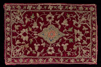 Embroidered Panel, 1700s. India, 18th century. Embroidery; silk and gold and silver filé; overall: