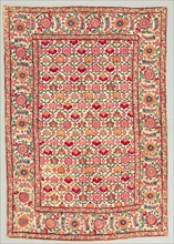 Embroidered Cover or Hanging, 1600s. India, Delhi, 17th century. Embroidery: silk on linen tabby