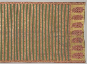 Sash with flora and banded field, 1700s. India, probably Aurangabad. Tapestry weave, double