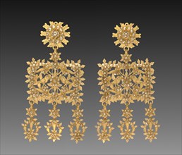 Pair of Earrings, 1700s - 1800s. Sardinia, 18th-19th century. Gold; overall: 11.8 cm (4 5/8 in.).
